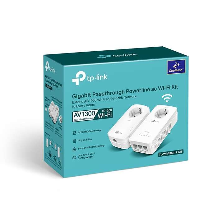 TP-LINK AV1300-AC1200-Gigabit-WLAN-Powerline-KIT mit Steckdose - 300 Mbit/s - IEEE 802.11a - IEEE 802.11ac - IEEE 802.11b - IEEE 802.11g - IEEE 802.11n - Type E/F - Gigabit Ethernet - 10,100,1000 Mbit/s - Wi-Fi 5 (802.11ac)