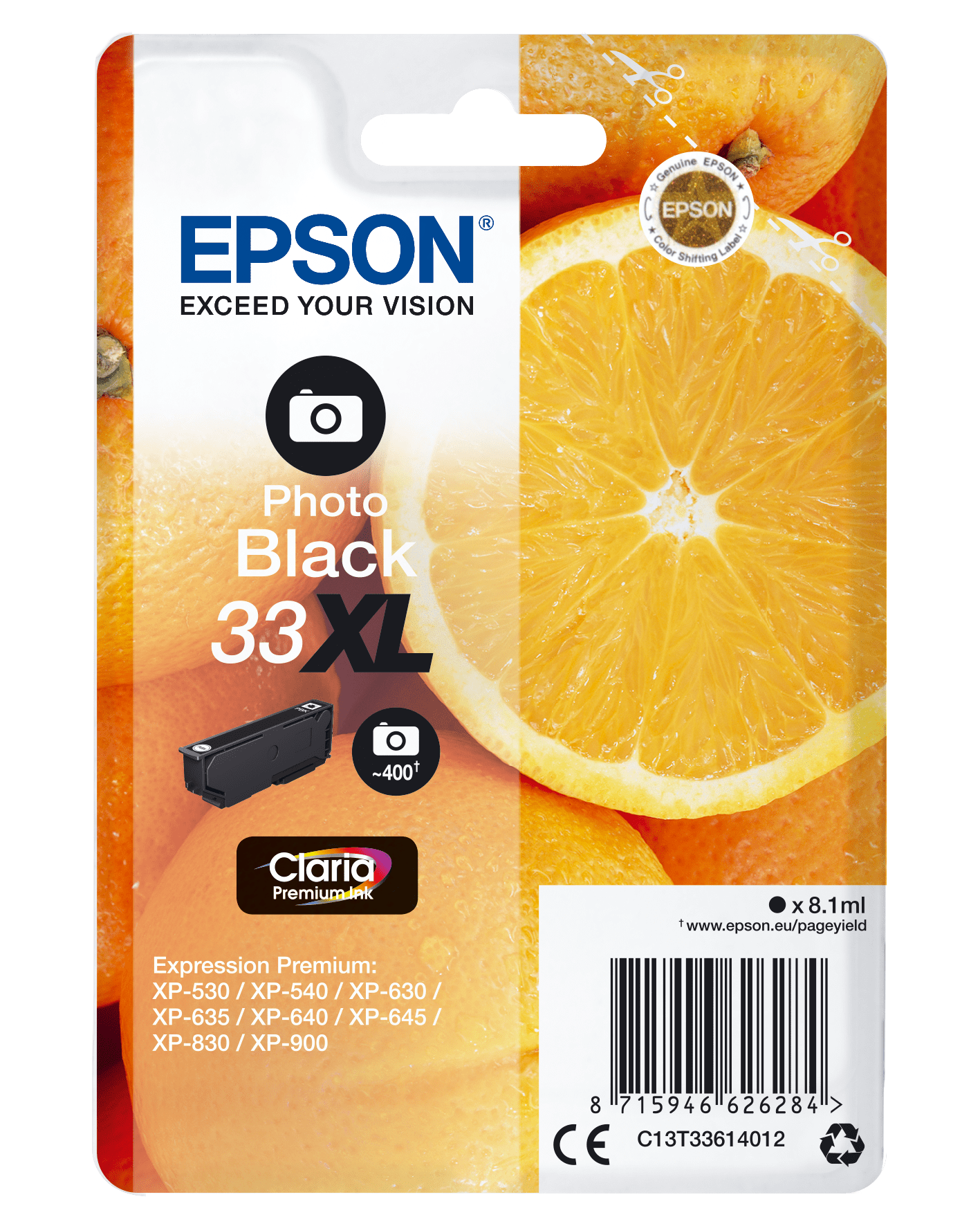 Epson 33 Tinte Orange Single, XL, Foto schwarz