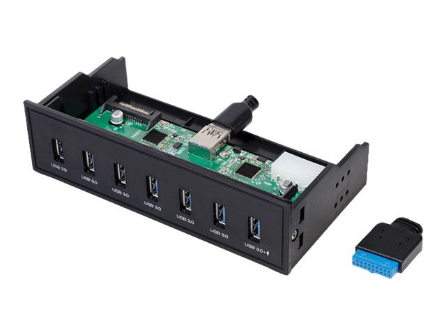 LogiLink USB 3.0 hub, 7-port 5.25" internal, with fast charging port - Hub - 6 x SuperSpeed USB 3.0 + 1 x SuperSpeed USB 3.0 (laden)