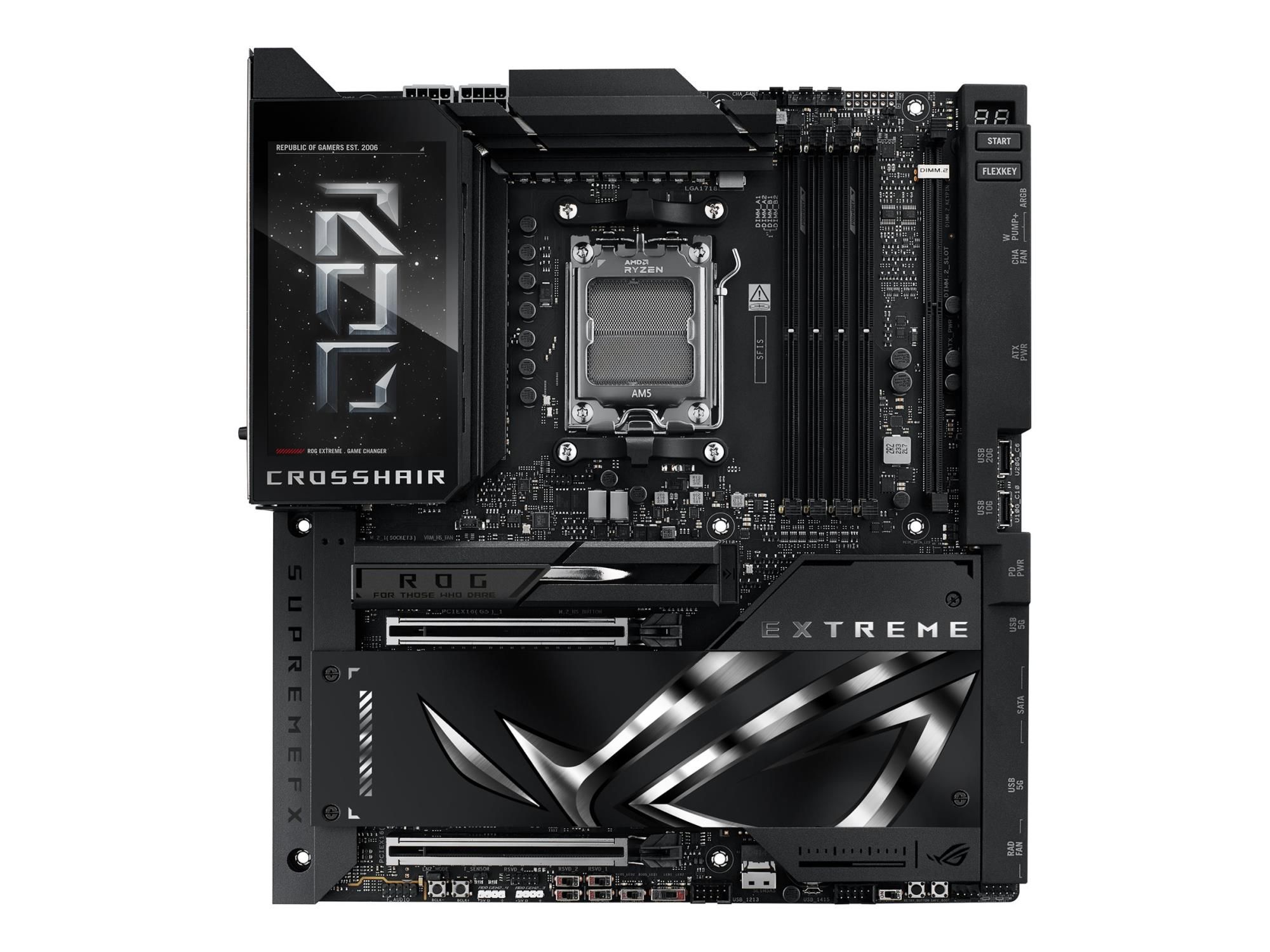 ASUS ROG CROSSHAIR X870E EXTREME - Motherboard - ATX - Socket AM5 - AMD X870E Chipsatz - USB4, USB-C 3.2 Gen2, USB 3.2 Gen 2, USB-C 3.2 Gen 2x2, USB 3.2 Gen 1 - Wi-Fi 7, Bluetooth, 5 Gigabit Ethernet, 10 Gigabit LAN - Onboard-Grafik (CPU erforderlich