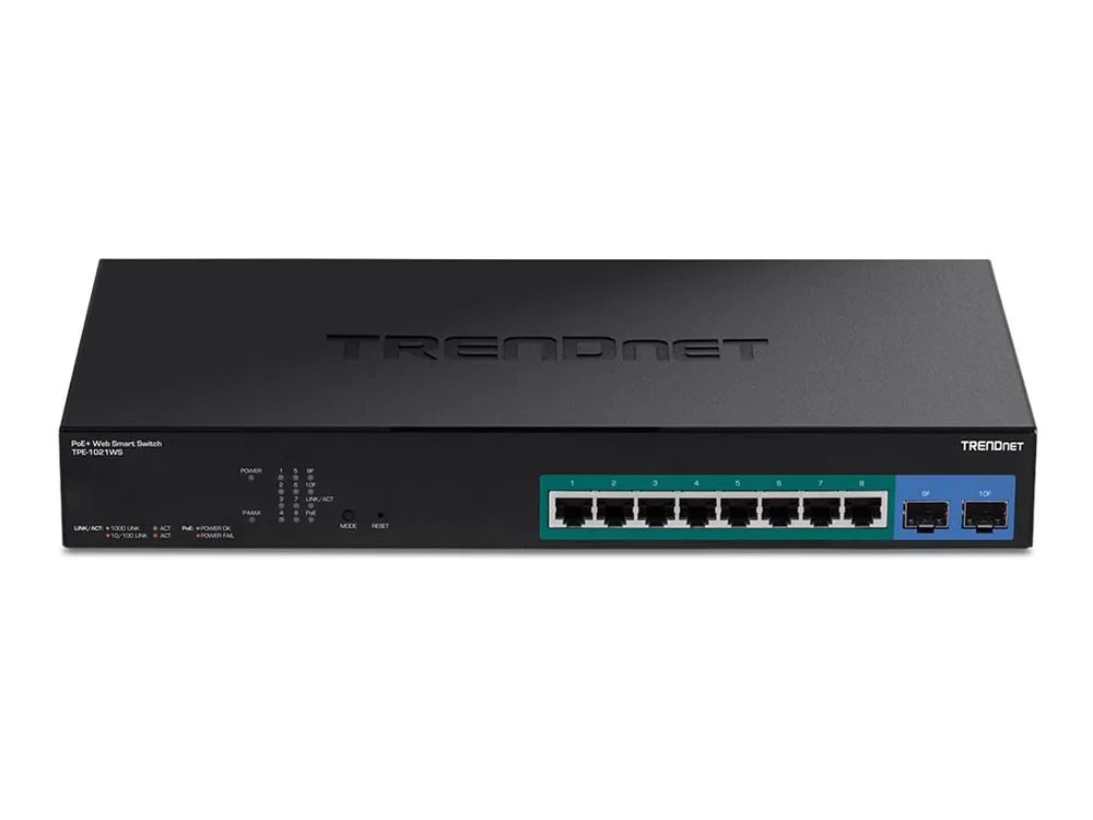 TRENDnet TPE-1021WS - Switch - Smart - 8 x 10/100/1000 (PoE+)