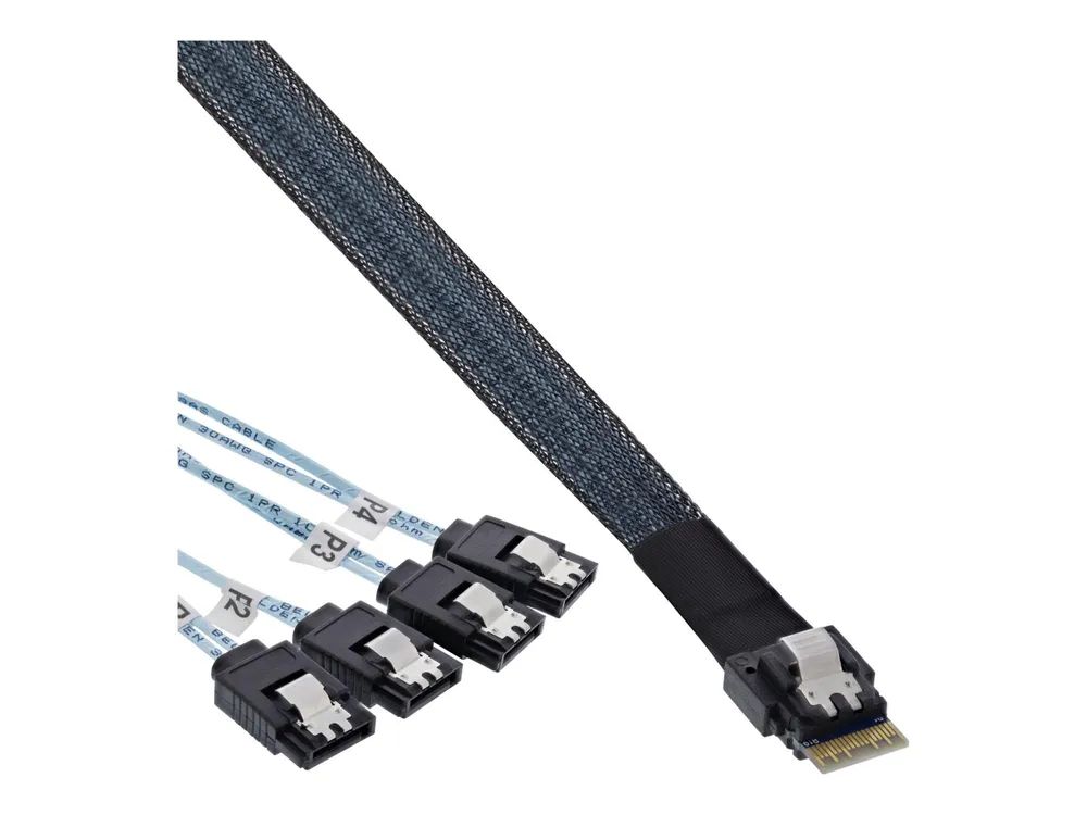 InLine Slim SAS Kabel - SFF-8654 zu 4x SATA 7-pin - 12Gb/s - 0.5m