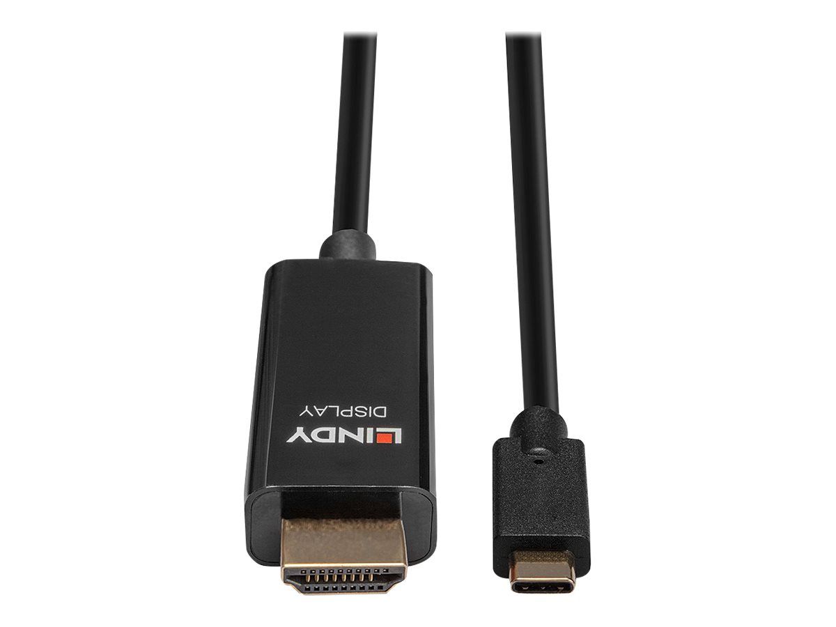 Lindy Adapterkabel - USB-C männlich zu HDMI männlich - 5 m - abgeschirmt - Schwarz - rund, aktiver Chip, unterstützt 4K 60 Hz (4096 x 2160)