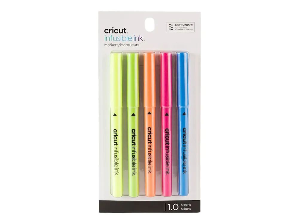 Cricut Infusible Ink Neons - Filzstift - für Stoff - Neonblau, Neongrün, Neonorange, Neon Pink, Neongelb - wasserbasierte Tinte - 1 mm - Mittel (Packung mit 5)