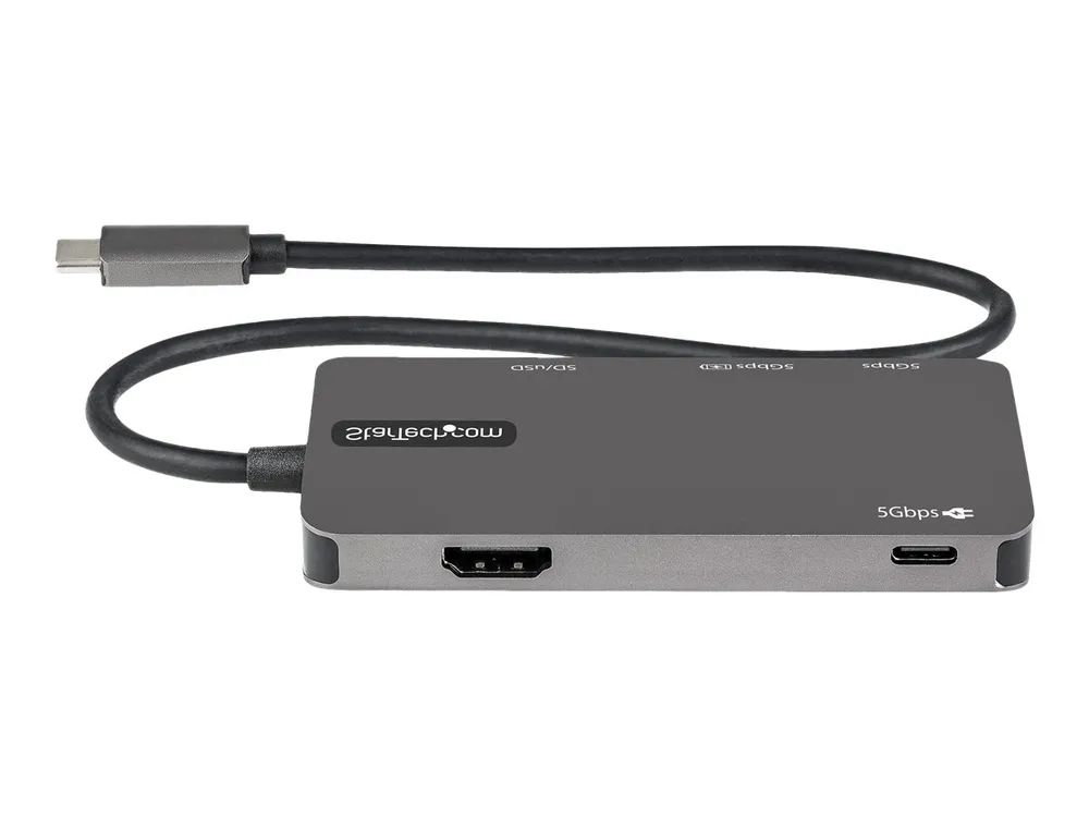 StarTech.com USB-C Multiport Adapter - USB-C auf 4K-HDMI, 100W PD Pass-Through, SD-/MicroSD-Steckplatz - USB-C-Mini-Dock - 30 cm langes Kabel (DKT30CHSDPD)