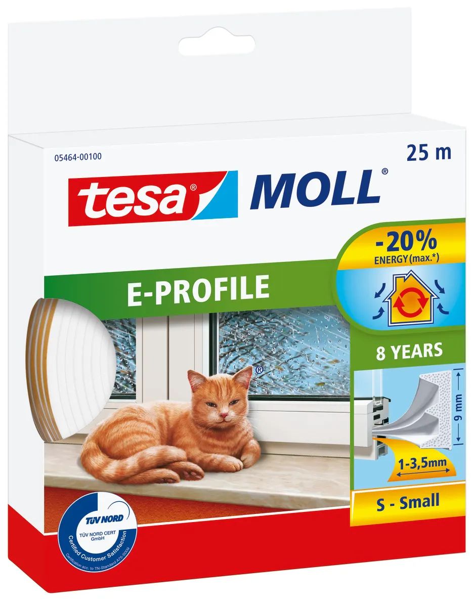 tesamoll® Insulation E-Profil Dichtung, weiß, Tür- und Fensterdichtung gegen Zugluft