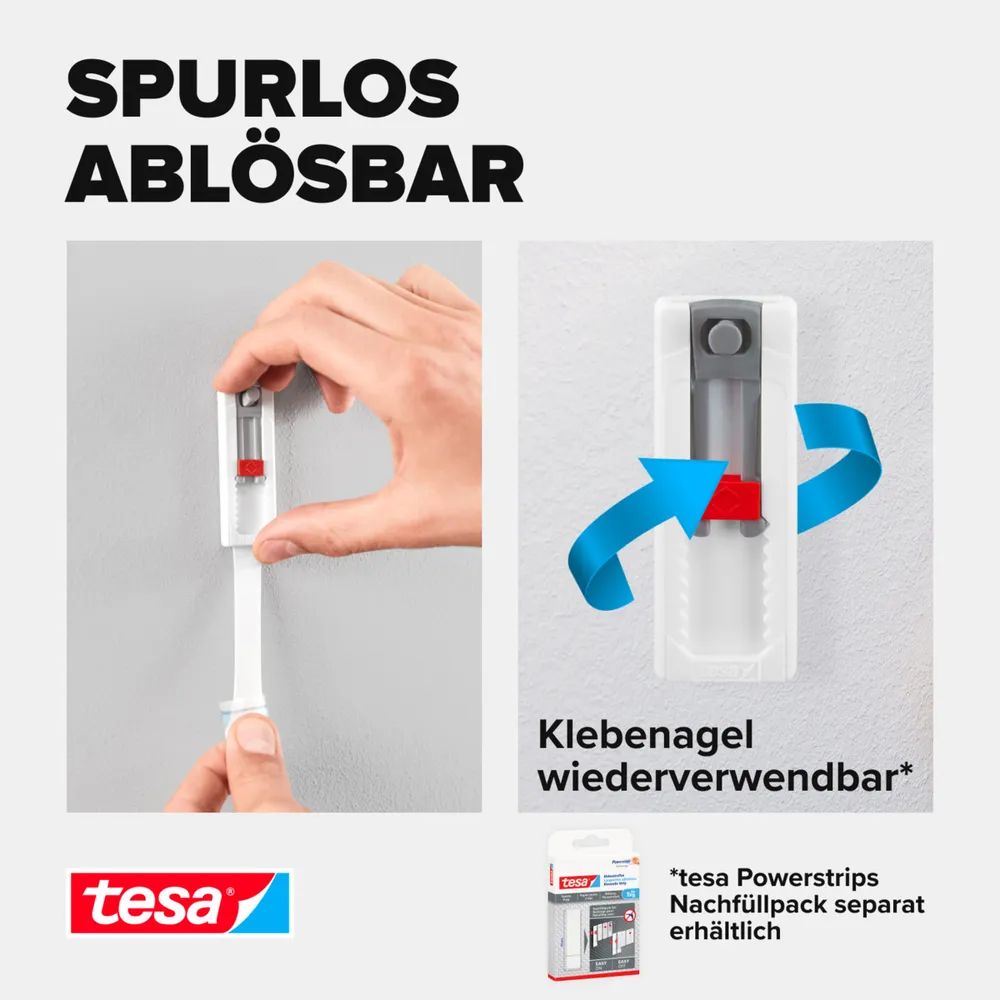 Tesa 77782 - Indoor - Hilfshaken - Rot - Weiß - Klebestreifen - 0,5 kg - Putz