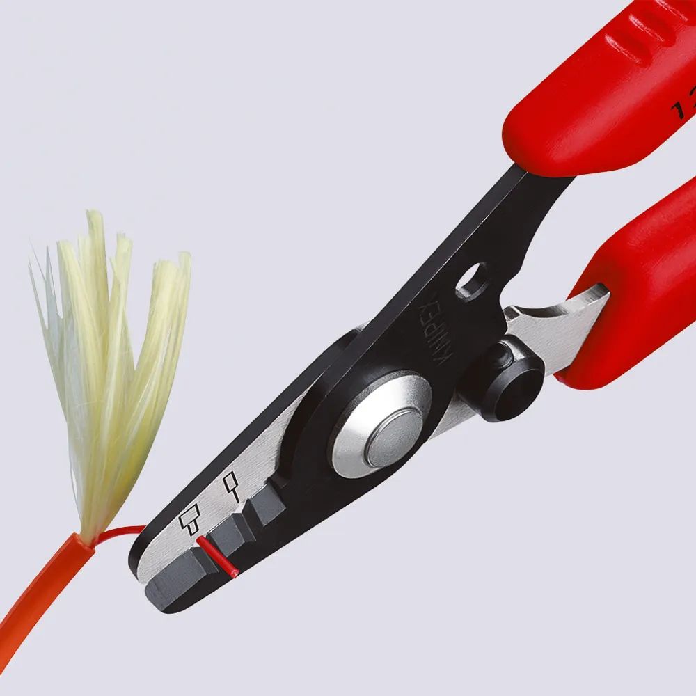 KNIPEX Abisolierzange für Glasfaserkabel mit Kunststoff-Griffhüllen brüniert 130 mm