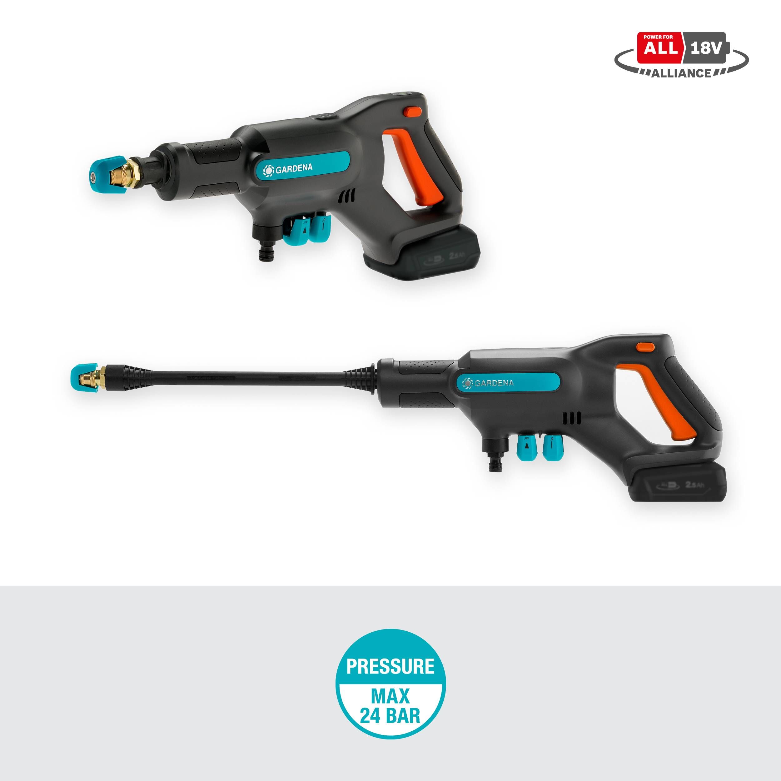 Gardena Akku-Mitteldruckreinger AquaClean 24/18V P4A Premium Ready-To-Use Set