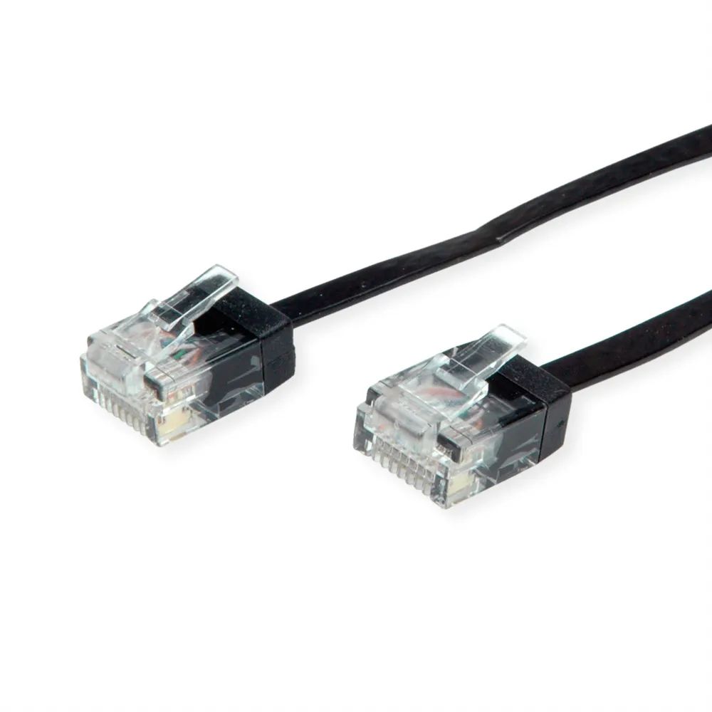 ROLINE UTP Patchkabel Cat.6A (Class EA), extra-flach, schwarz, 1,5 m
