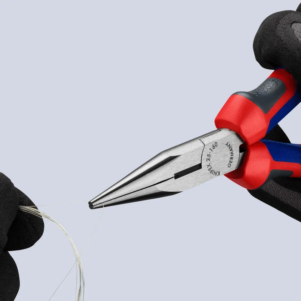 KNIPEX Flachrundzange mit Schneide (Radiozange) mit Comfort-Griffen schwarz atramentiert 160 mm