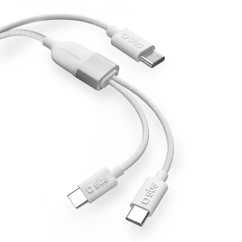 SBS Daten- u. Ladekabel Splitter 1in2, USB-C  USB-C, 60W, 1,5m