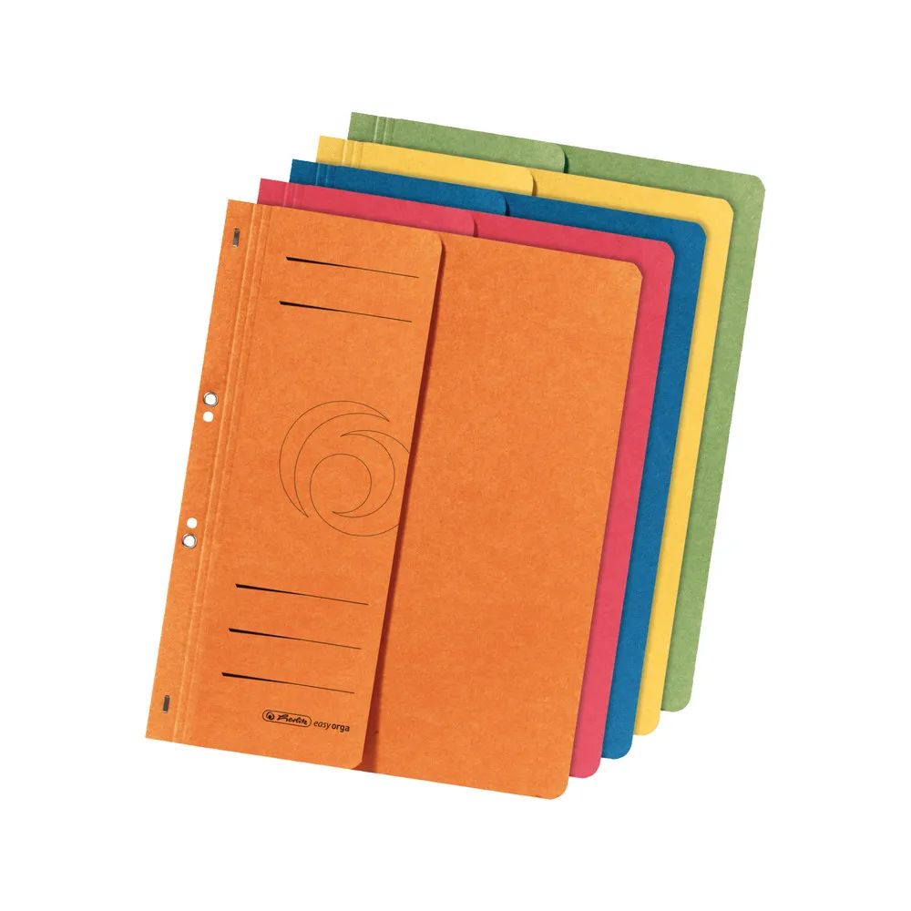 herlitz Ösenhefter, A4, 1/2-Vorderdeckel, farbig sortiert, 5er Packung