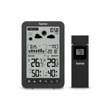 Hama Wetterstation "Ko Samui", mit Außensensor, Funk, Wecker, Schwarz