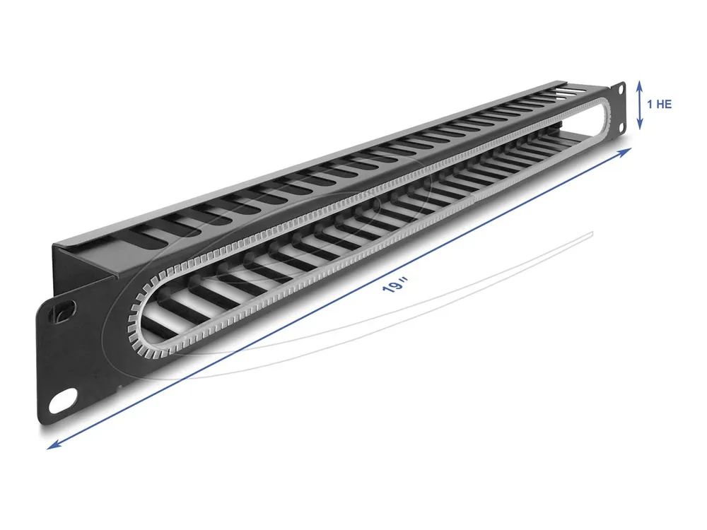 Delock Kabelmanagement-Panel - Schwarz, RAL 9005 - 1U - 48.3 cm (19")
