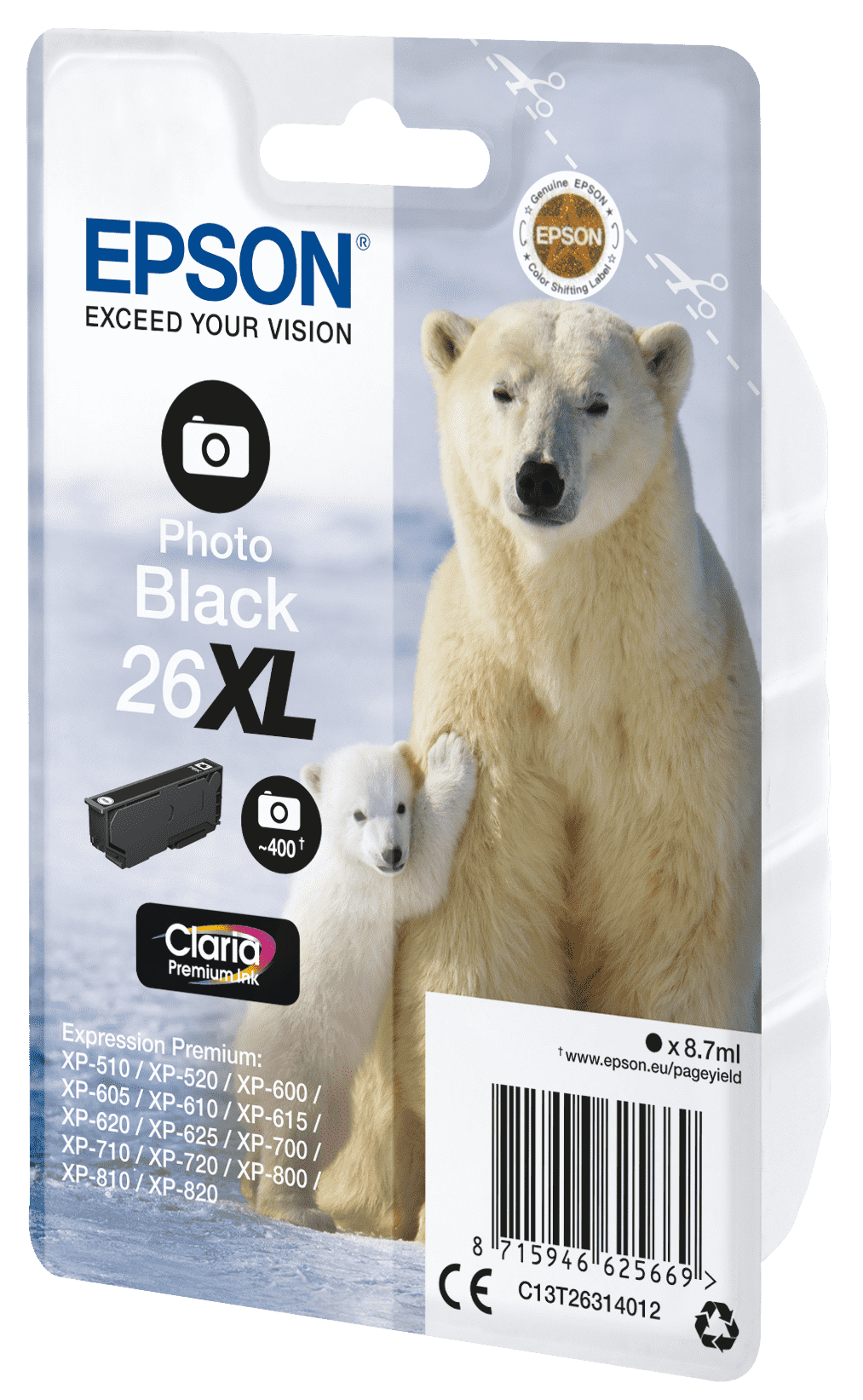 Epson 26 Tinte Eisbär Single, XL, Foto schwarz