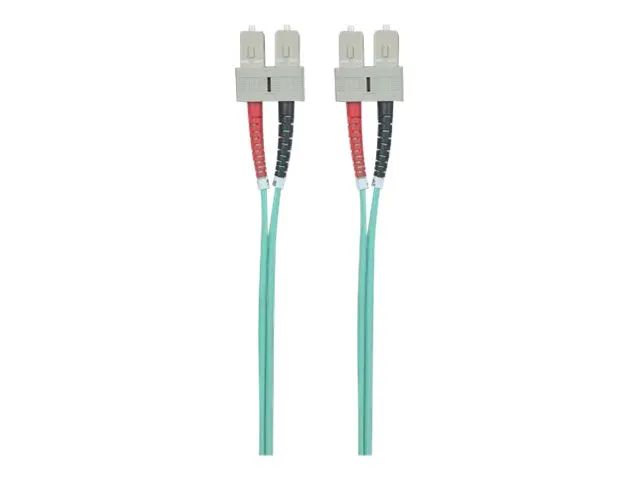 Intellinet Fiber Optic Patch Cable, OM3, SC/SC, 1m, Aqua, Duplex, Multimode, 50/125 µm, LSZH, Fibre, Lifetime Warranty, Polybag - Patch-Kabel - SC multi-mode (M)