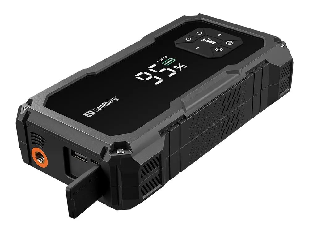 SANDBERG Active TirePump 10000 - Powerbank / Starthilfekabel - Li-Ion - 10000 mAh - 37 Wh - 800 A - 2 Ausgabeanschlussstellen (USB, Starthilfeanschluss)