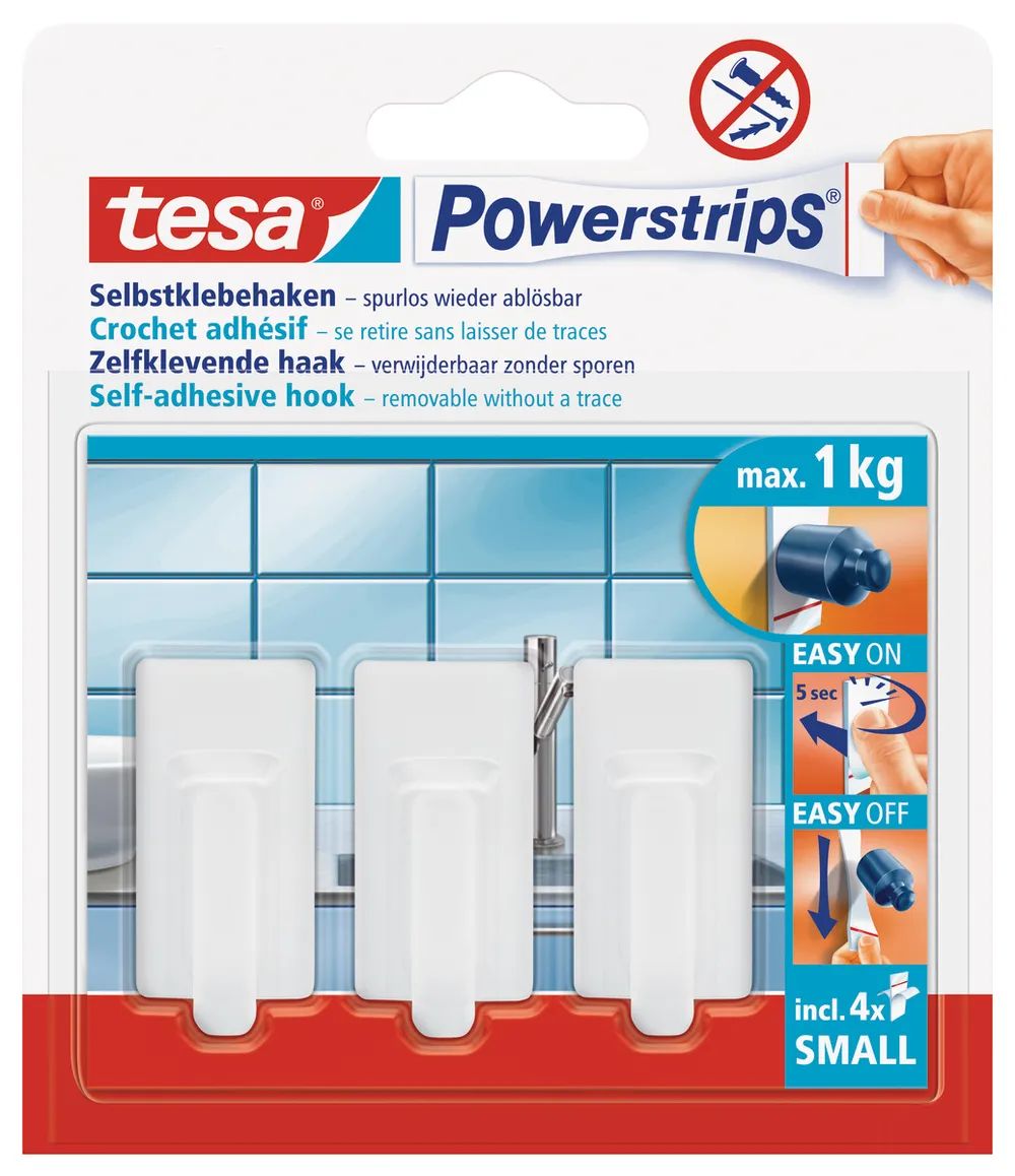 Tesa 57530 - Handtuchhaken - Weiß - Kunststoff - 2 kg - 3 Stück(e) - Sichtverpackung