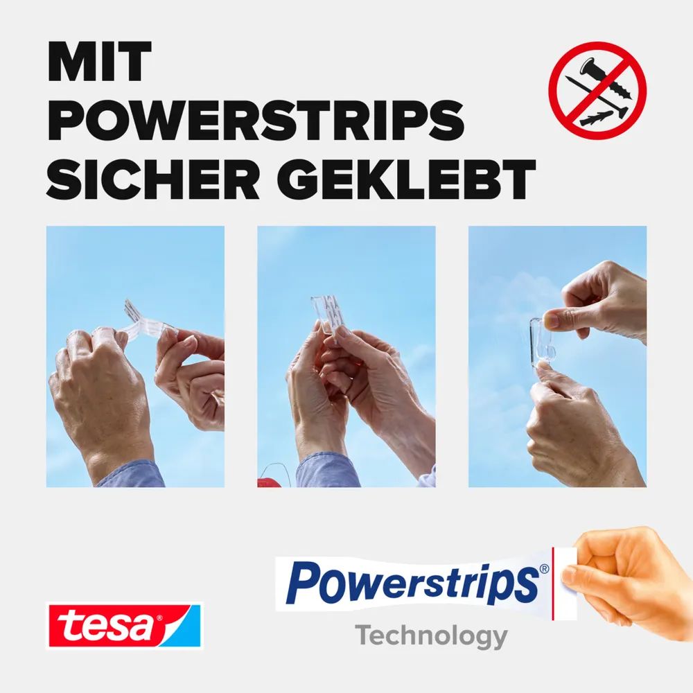 Tesa Powerstrips transparent Deco Haken Large