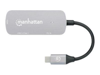 Manhattan USB-C Dock/Hub, Ports (x3): HDMI, USB-A and USB-C, With Power Delivery (100W)