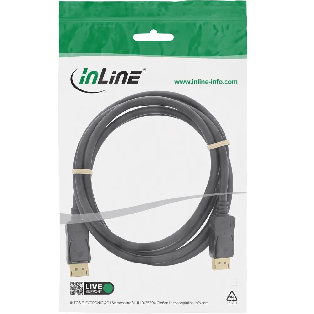 InLine DisplayPort Kabel - schwarz - vergoldete Kontakte - 0,3m