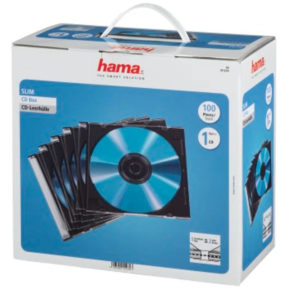 Hama CD-Leerhülle Slim, 100er-Pack, Transparent/Schwarz