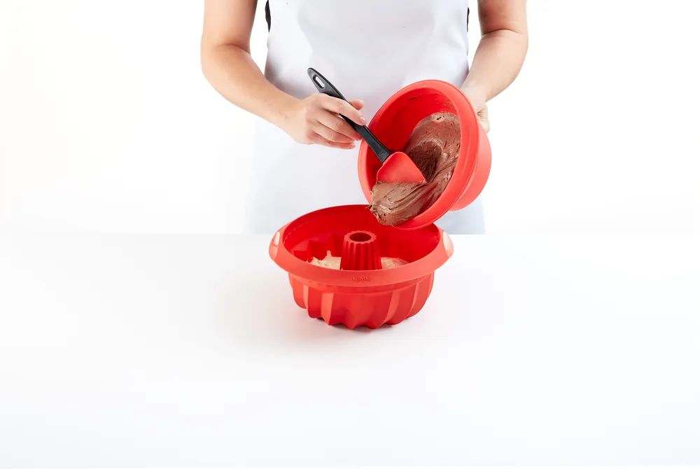 Lékué Tiefe Silikon-Gugelhupfbackform, 22 cm - Red
