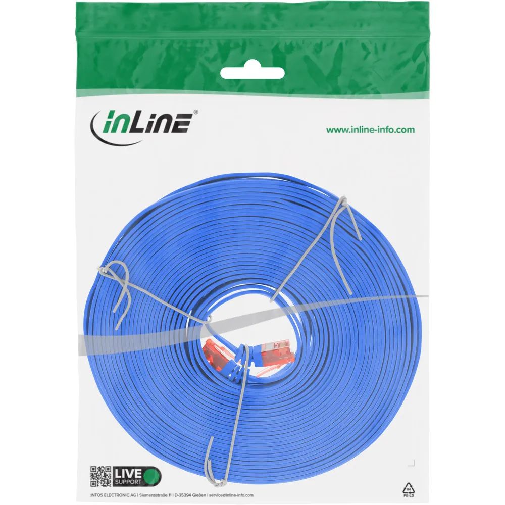 InLine Patchkabel flach - U/UTP - Cat.6 - blau - 10m