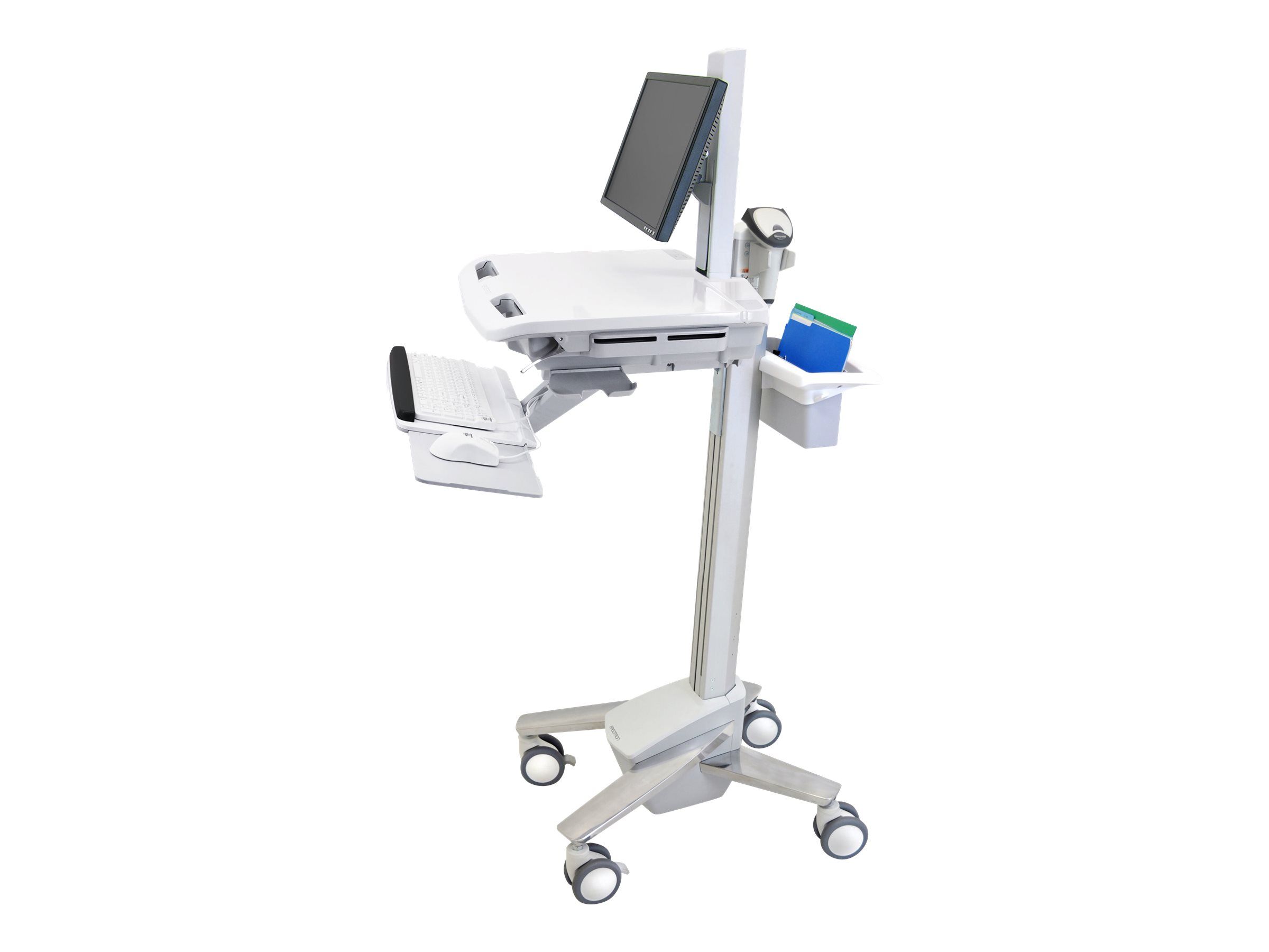 Ergotron EMR Cart with LCD Pivot - Wagen - für LCD-Display / PC-Ausrüstung - Kunststoff, Aluminium, verzinker Stahl - Grau, weiß, Polished Aluminum - Bildschirmgröße: bis zu 55,9 cm (bis zu 22 Zoll)
