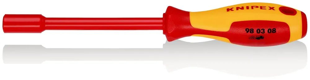 KNIPEX Steckschlüssel mit Schraubendreher-Griff isoliert mit Mehrkomponenten-Hüllen, VDE-geprüft brüniert 237 mm