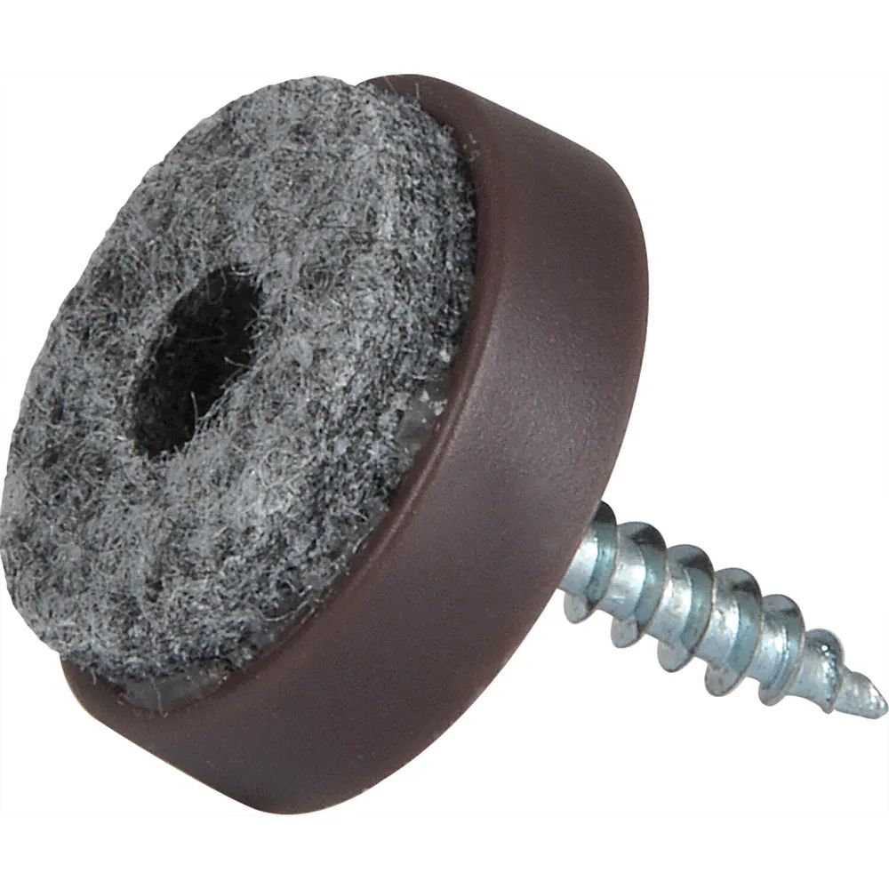 Dransfeld GmbH & Co.KG Polsternägel-Zierkappen Schraubgleiter mit Filz und Holzschraube rund, ø24, braun