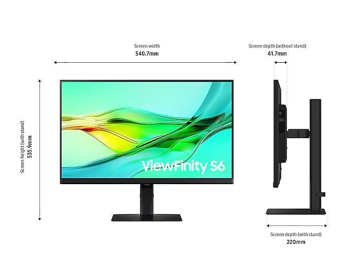 Samsung ViewFinity S6 S24D600UAU - S60UD Series - LED-Monitor - USB - 61 cm (24")