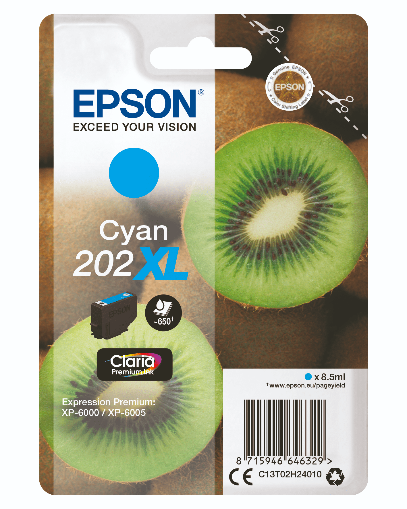 Epson 202 Tinte Kiwi Single, XL, cyan