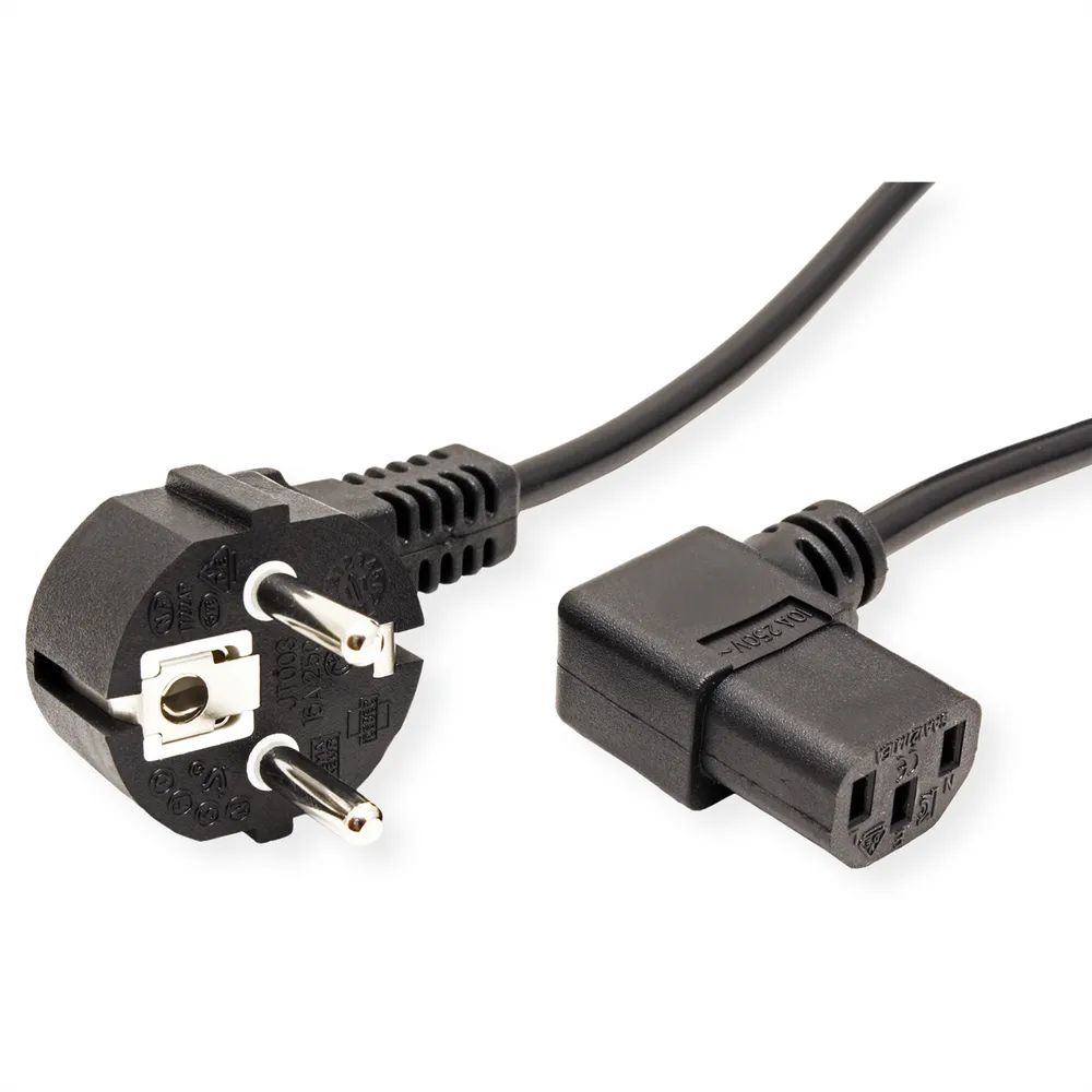 VALUE Netzkabel, abgewinkelte IEC-Buchse, schwarz, 1,8 m
