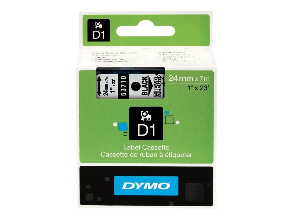 Dymo D1 - Selbstklebend - Schwarz auf Transparent - Rolle (2,4 cm x 7 m)