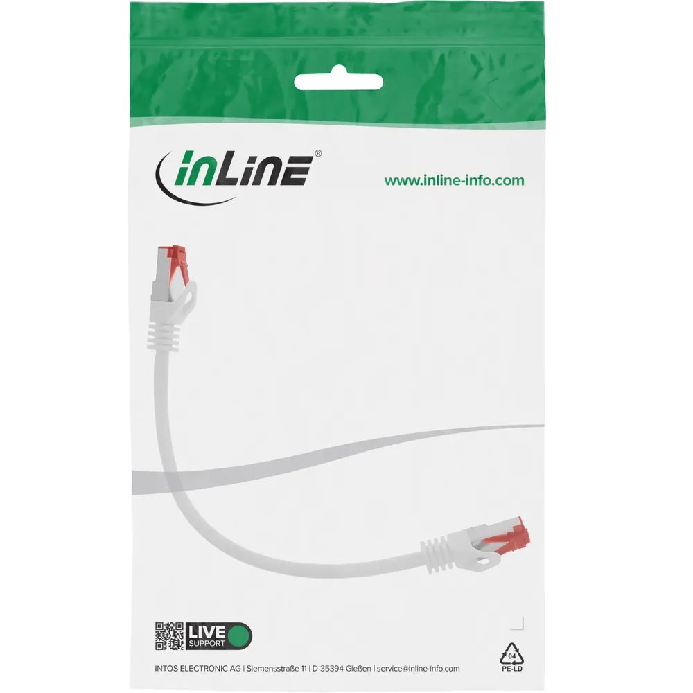 InLine Patchkabel - S/FTP (PiMf) - Cat.6 - 250MHz - PVC - Kupfer - weiß - 0,25m