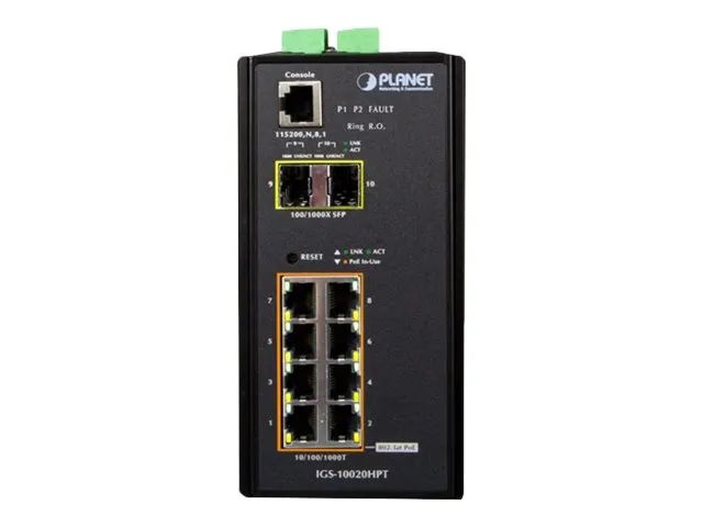 Planet IGS-10020HPT - Switch - L2+ - managed - 8 x 10/100/1000 (PoE+)