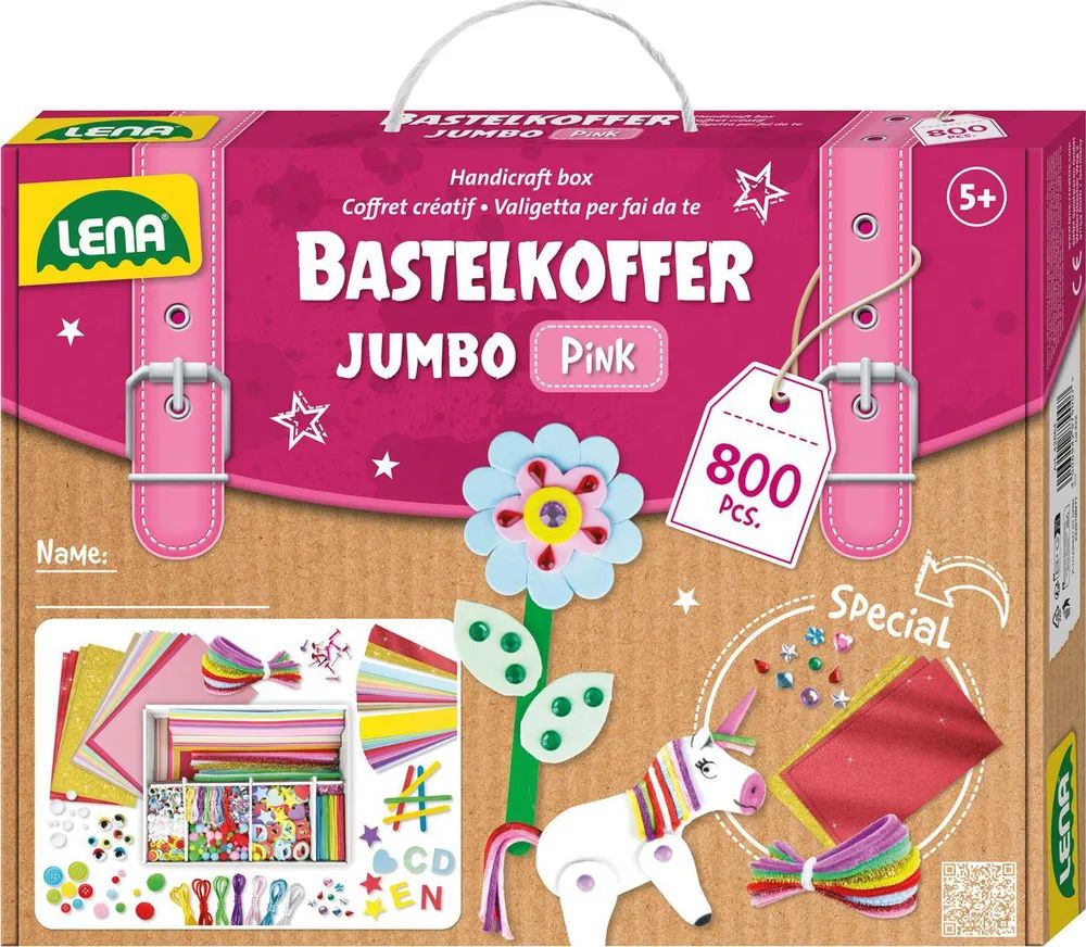 Simm Spielwaren GmbH Bastelkoffer Jumbo pink, Faltschachtel