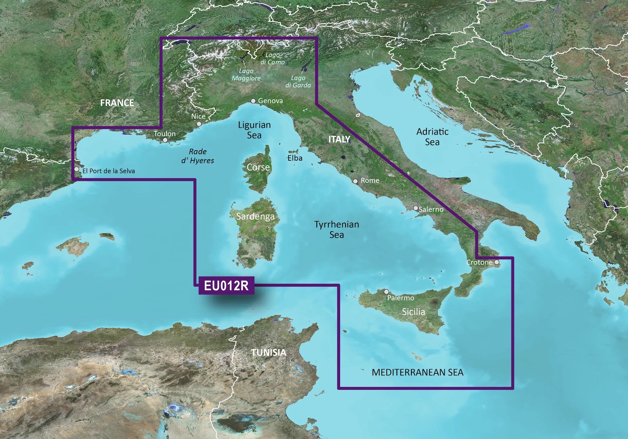 Garmin BlueChart g3 HXEU012R, Mediterranean Sea, Central-West