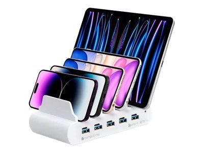 Compulocks 5 Port USB-C and USB-A Charging Dock with UK Plug - Ladestation - 10 Ausgabeanschlussstellen (USB, 24 pin USB-C)