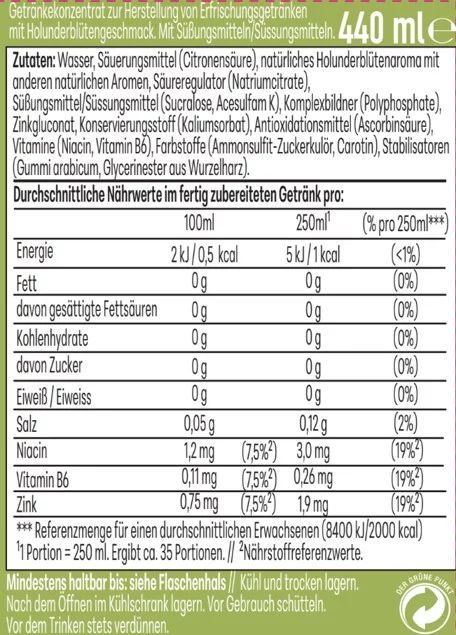 SodaStream drink mix Holunderblüte Zuckerfrei 440ml