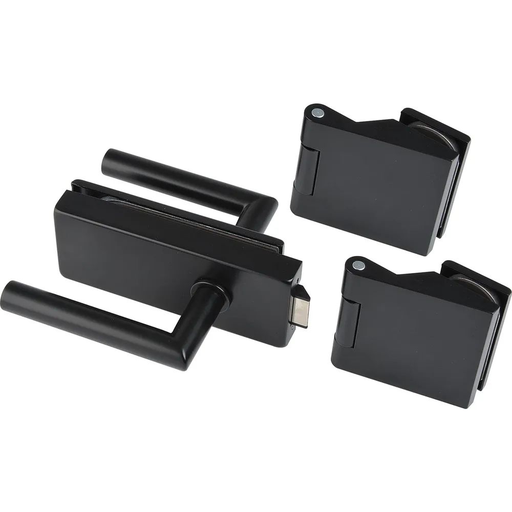 Dorma-Glas Beschlagsgarnitur Classic, unversperrbar, Aluminium schwarz RAL 9005