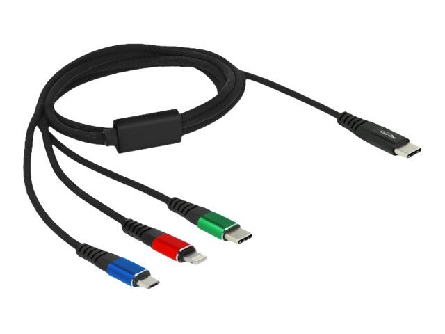 Delock 3 in 1 - Kabel nur zum Laden - 24 pin USB-C männlich zu Micro-USB Typ B, Lightning, 24 pin USB-C männlich