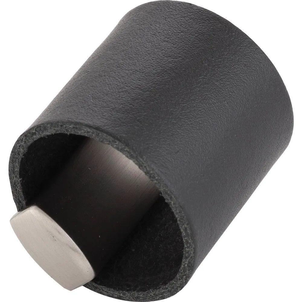 Furnipart Möbelknopf Drum LA 32, Breite 40 mm, Leder/ZN schwarz/Edelstahl Effekt