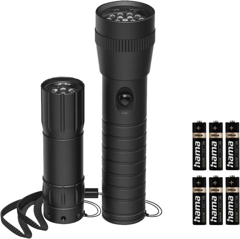Hama LED-Taschenlampe "FL-DUO", mit Batterien, Aluminium, 2er-Set
