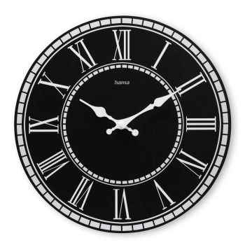 Hama Wanduhr "Rab", Quarzuhr, ohne Ticken, MDF, Vintage, Ø 30 cm, Schwarz