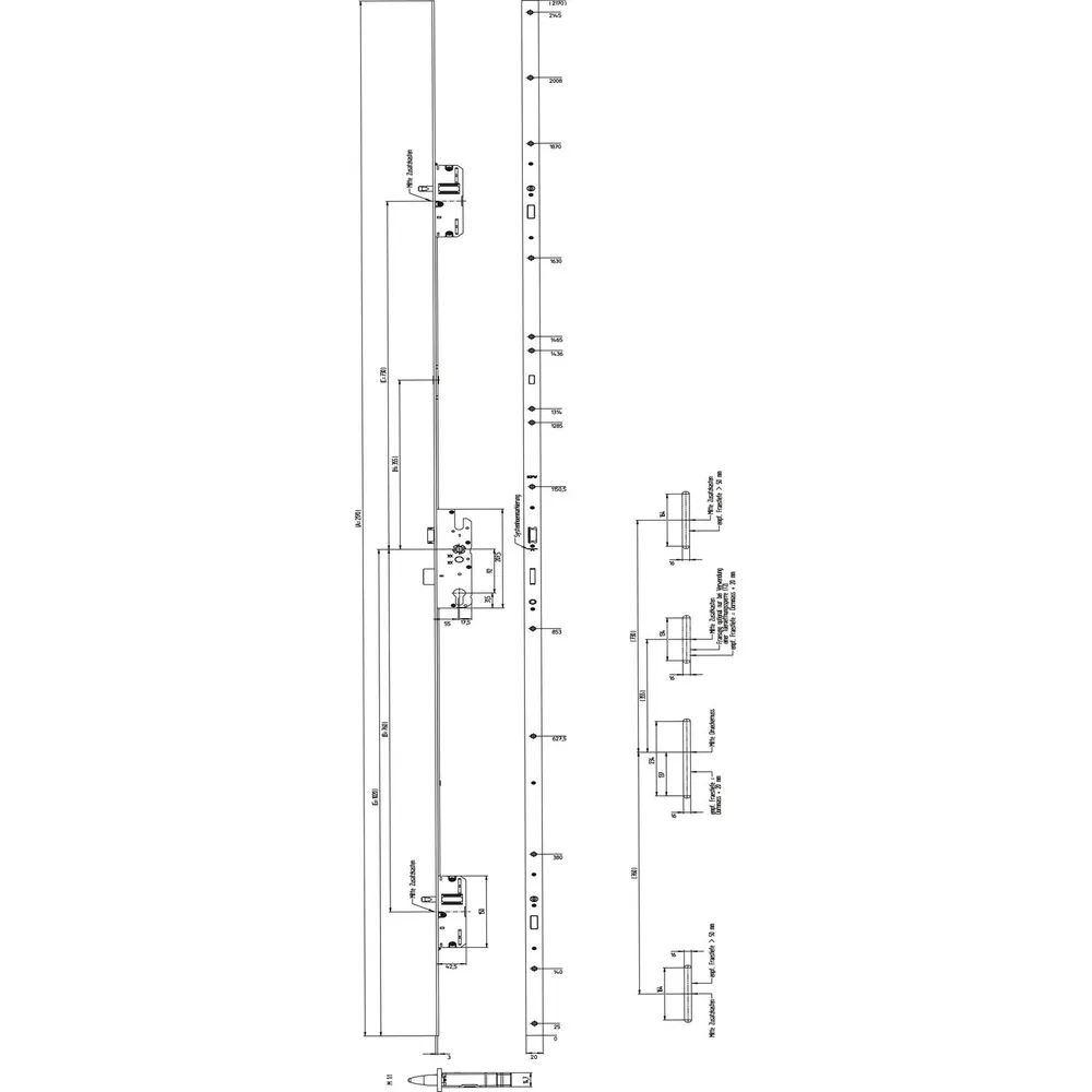 KFV MFV-Schloss BS 2300 DIN, DM 55, Stulp 20 mm eckig, VK 10 mm, Stahl verzinkt