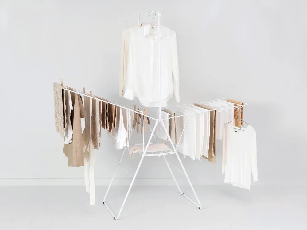 Brabantia HangOn-Wäscheständer, 25 Meter mit Stang - White