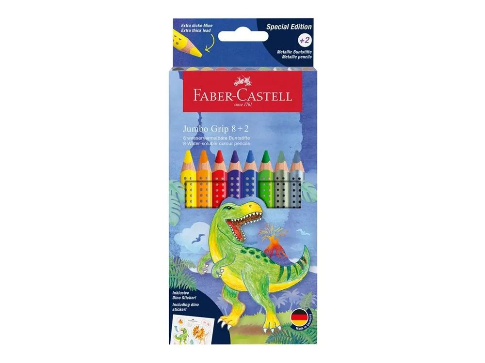 FABER-CASTELL Jumbo GRIP - Farbstift - Dinosaurier - nicht dauerhaft - Jumbo (Packung mit 10)
